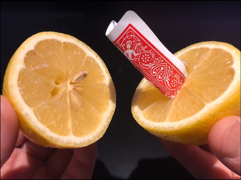 選んだカードがレモンの中から出てくる難波のバー　マジックバー イレブン