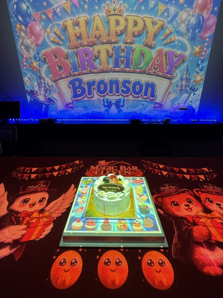 Big screen and tabletop projection mapping birthday celebration for Bronson in Osaka Japan